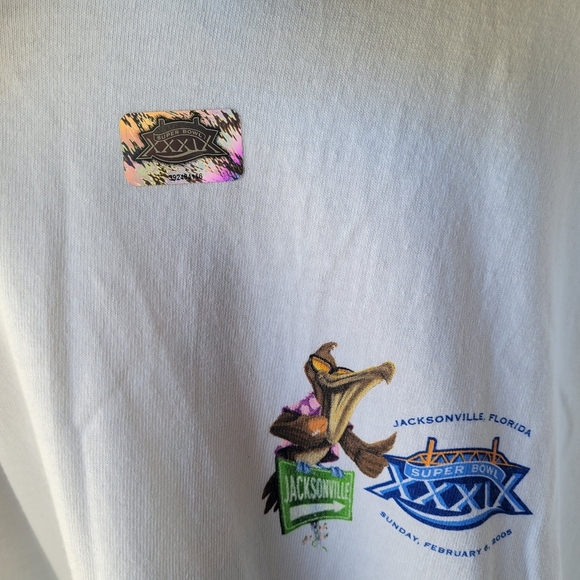 RARE VTG NFL Reebok NEW WHITE T SHIRT LARGE GRAPHIC SUPER BOWL 2005 JACKSONVILLE - Picture 7 of 9